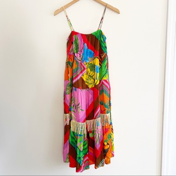 Anthropologie Farm Rio Palila Fringed Midi Dress - Picture 5 of 8
